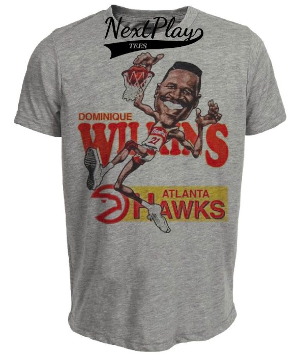 Atlanta Hawks Retro Dominique Wilkins Basketball 1987 Artwork Heather Gray Sublimated T-Shirt