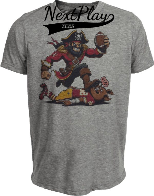 Tampa Bay Buccaneers vs. Washington Redskins Commanders Retro Rivalry Football Stomp Artwork Heather Gray Sublimated T-Shirt