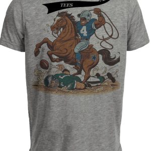 Dallas Cowboys vs. Philadelphia Eagles Retro Rivalry Football Mascot Artwork Heather Gray Sublimated T-Shirt