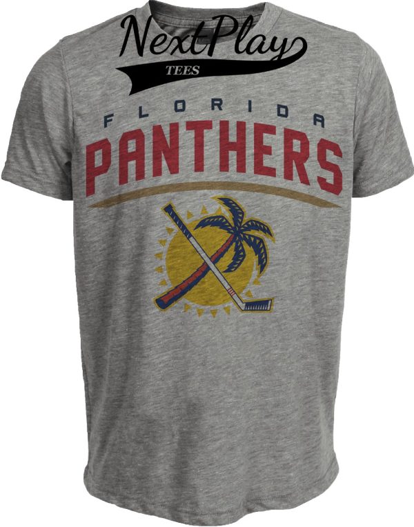 Florida Panthers Retro Hockey 1999 Artwork Heather Gray Sublimated T-Shirt