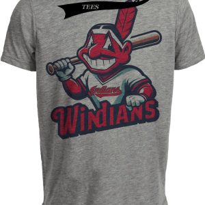 Cleveland Indians Retro Windians Baseball 1995 Artwork Heather Gray Sublimated T-Shirt