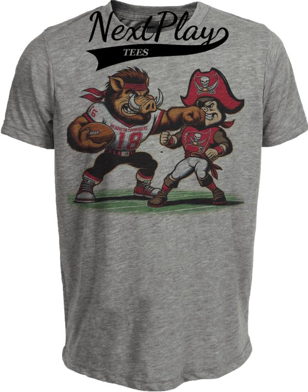 Washington Commanders vs. Tampa Bay Buccaneers Retro Rivalries Football Major Tuddy Punch Artwork Heather Gray Sublimated T-Shirt