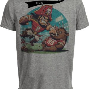 Tampa Bay Buccaneers vs. Washington Commanders Retro Rivalry Football Captain Fear Punch Artwork Heather Gray Sublimated T-Shirt