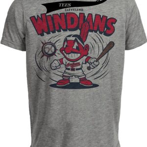 Cleveland Indians Retro Windians Baseball 1989 Artwork Heather Gray Sublimated T-Shirt