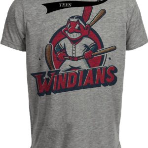 Cleveland Indians Retro Windians Baseball 1988 Artwork Heather Gray Sublimated T-Shirt
