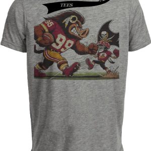 Washington Redskins Commanders vs. Tampa Bay Buccaneers Retro Rivalries Football Punch Artwork Heather Gray Sublimated T-Shirt