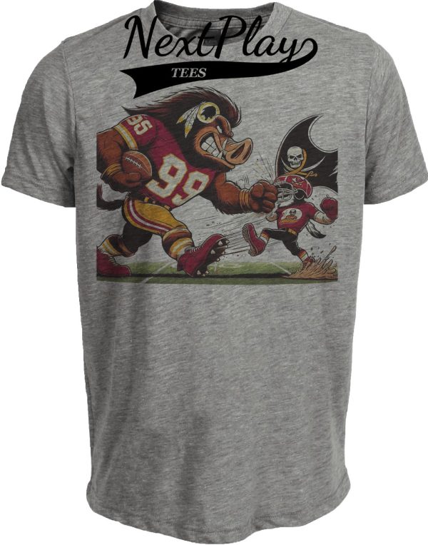 Washington Redskins Commanders vs. Tampa Bay Buccaneers Retro Rivalries Football Punch Artwork Heather Gray Sublimated T-Shirt