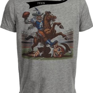 Dallas Cowboys vs. Cleveland Browns Retro Rivalry Football Mascot 1985 Artwork Heather Gray Sublimated T-Shirt