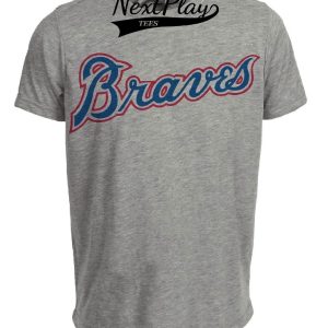 Atlanta Braves Retro Jersey Lettering Baseball 1973 Artwork Heather Gray Sublimated T-Shirt