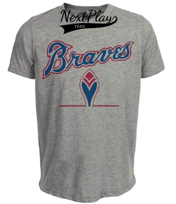 Atlanta Braves Retro Jersey Lettering Baseball 1974 Artwork Heather Gray Sublimated T-Shirt