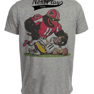 Atlanta Falcons vs. Pittsburgh Steelers Retro Rivalry Football Freddie Mascot 1985 Artwork Heather Gray Sublimated T-Shirt