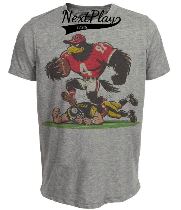 Atlanta Falcons vs. Pittsburgh Steelers Retro Rivalry Football Freddie Mascot 1988 Artwork Heather Gray Sublimated T-Shirt