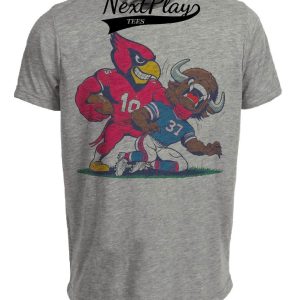 Arizona Cardinals vs. Buffalo Bills Retro Rivalry Football Big Red Mascot Artwork Heather Gray Sublimated T-Shirt