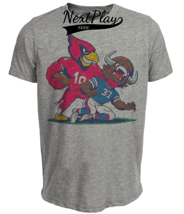 Arizona Cardinals vs. Buffalo Bills Retro Rivalry Football Big Red Mascot Artwork Heather Gray Sublimated T-Shirt