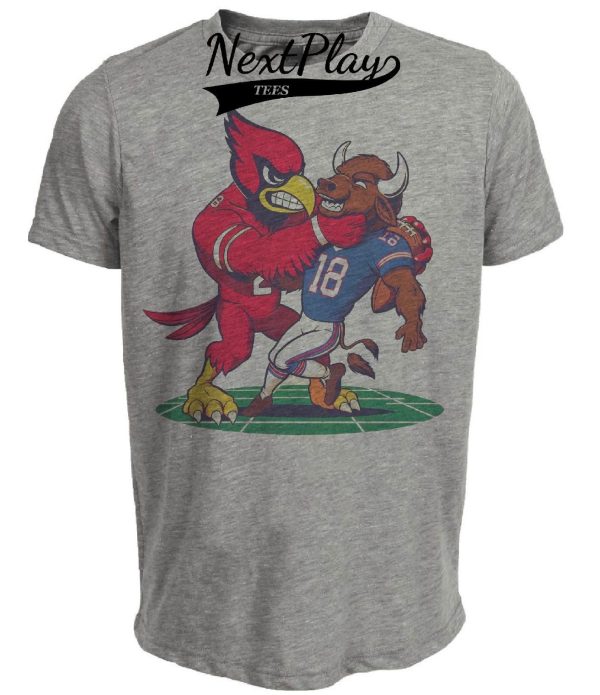 Arizona Cardinals vs. Buffalo Bills Retro Rivalry Football Big Red Artwork Heather Gray Sublimated T-Shirt