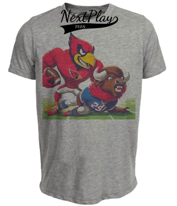 Arizona Cardinals vs. Buffalo Bills Retro Rivalry Football Big Red Choke Artwork Heather Gray Sublimated T-Shirt