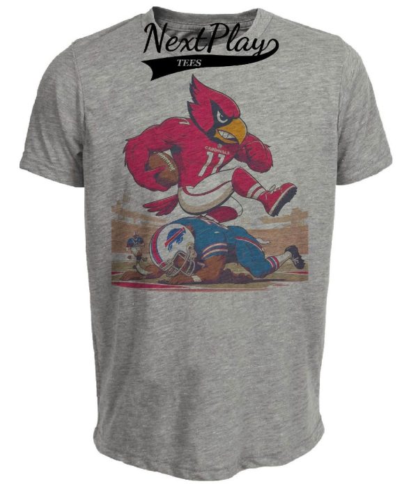 Arizona Cardinals vs. Buffalo Bills Retro Rivalry Football Big Red Hurdle Artwork Heather Gray Sublimated T-Shirt