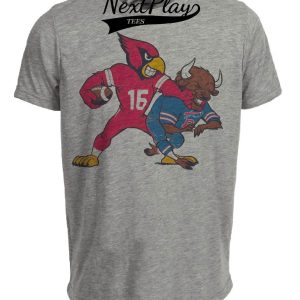 Arizona Cardinals vs. Buffalo Bills Retro Rivalry Football Big Red Punch Artwork Heather Gray Sublimated T-Shirt
