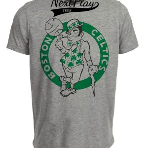 Boston Celtics Retro Basketball 1974 Artwork Heather Gray Sublimated T-Shirt