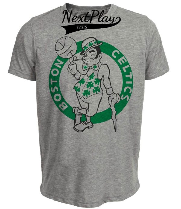 Boston Celtics Retro Basketball 1974 Artwork Heather Gray Sublimated T-Shirt