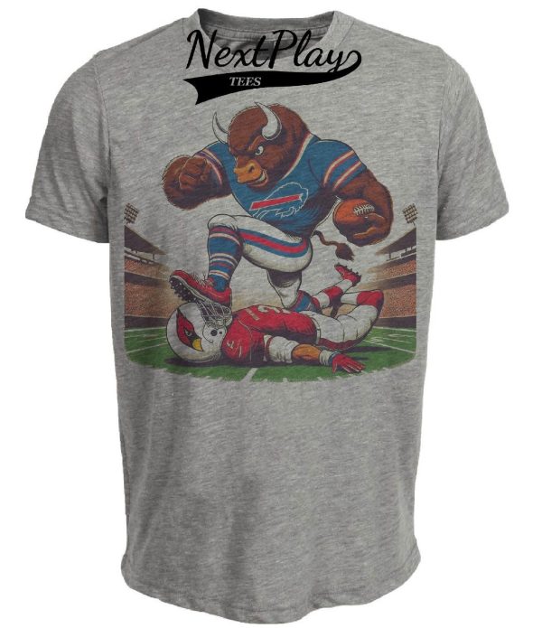 Buffalo Bills vs. Arizona Cardinals Retro Rivalry Football Billy Stomp Artwork Heather Gray Sublimated T-Shirt