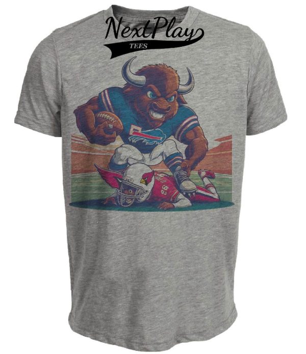 Buffalo Bills vs. Arizona Cardinals Retro Rivalry Football Billy Smash Artwork Heather Gray Sublimated T-Shirt
