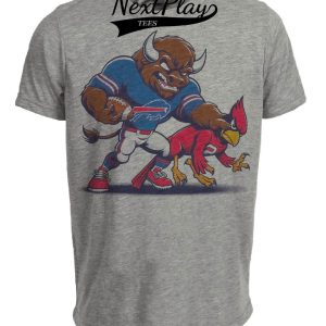 Buffalo Bills vs. Arizona Cardinals Retro Rivalry Football Billy Stiff Arm Artwork Heather Gray Sublimated T-Shirt