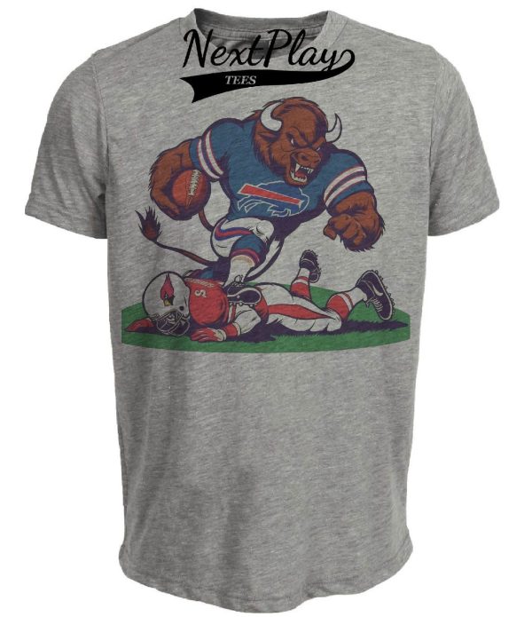 Buffalo Bills vs. Arizona Cardinals Retro Rivalry Football Billy Hurdle Artwork Heather Gray Sublimated T-Shirt