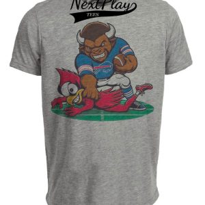 Buffalo Bills vs. Arizona Cardinals Retro Rivalry Football Billy Touchdown Artwork Heather Gray Sublimated T-Shirt