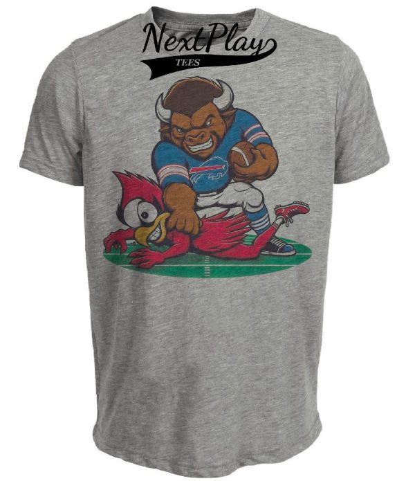 Buffalo Bills vs. Arizona Cardinals Retro Rivalry Football Billy Touchdown Artwork Heather Gray Sublimated T-Shirt
