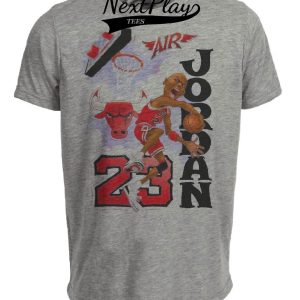 Chicago Bulls Retro Michael Air Jordan Basketball 1990 Artwork Heather Gray Sublimated T-Shirt