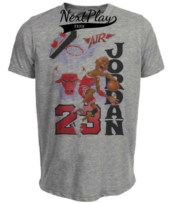 Chicago Bulls Retro Michael Air Jordan Basketball 1990 Artwork Heather Gray Sublimated T-Shirt