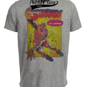 Chicago Bulls Retro Michael Air Jordan Basketball Comic 1991 Artwork Heather Gray Sublimated T-Shirt