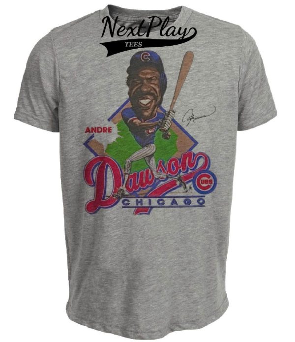 Chicago Cubs Retro Andre Dawson Baseball 1987 Artwork Heather Gray Sublimated T-Shirt