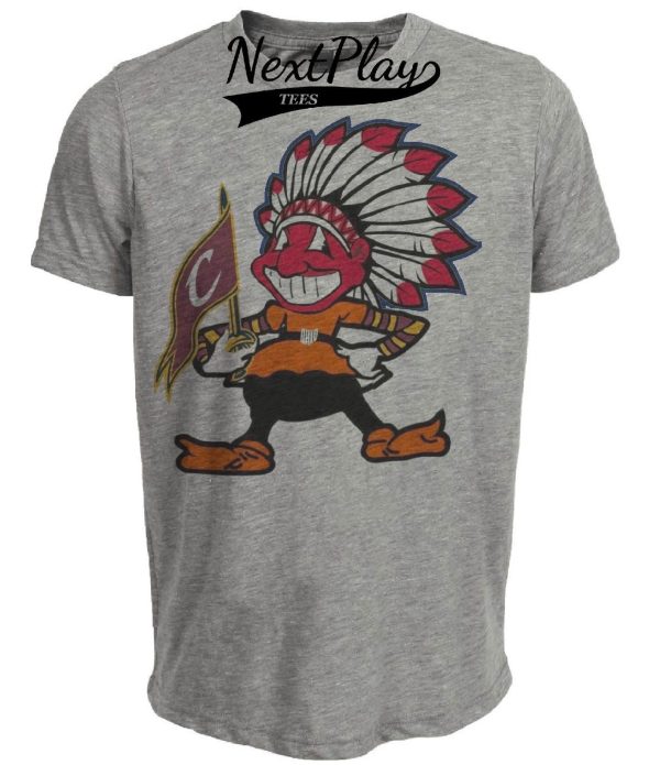 Cleveland Indians Cavs Browns Retro Chief Wahoo Elf Baseball Football Basketball Artwork Heather Gray Sublimated T-Shirt