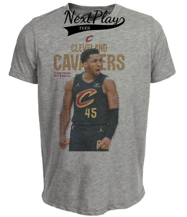 Cleveland Cavaliers Cavs Retro Donovan Mitchell Basketball Artwork Heather Gray Sublimated T-Shirt