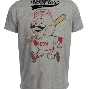 Cincinnati Reds Retro Redlegs Mascot Baseball 1930 Artwork Heather Gray Sublimated T-Shirt