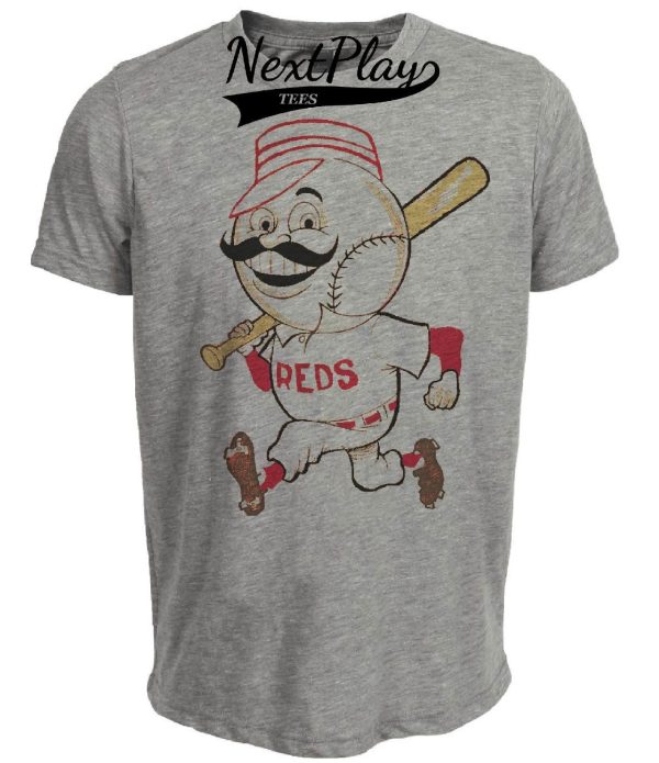 Cincinnati Reds Retro Redlegs Mascot Baseball 1930 Artwork Heather Gray Sublimated T-Shirt