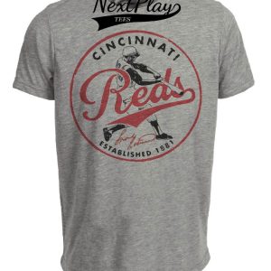 Cincinnati Reds Retro Baseball 1881 Artwork Heather Gray Sublimated T-Shirt
