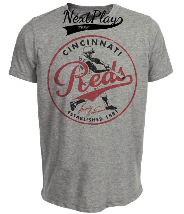 Cincinnati Reds Retro Baseball 1881 Artwork Heather Gray Sublimated T-Shirt