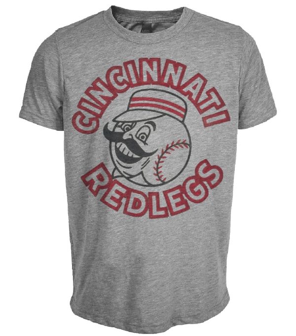 Cincinnati Reds Retro Mr. Red Redlegs Mascot Baseball 1945 Artwork Heather Gray Sublimated T-Shirt