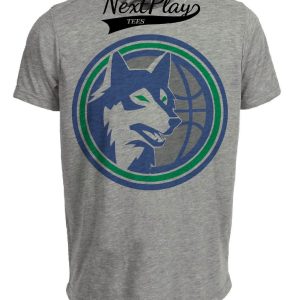 Minnesota Timberwolves Retro Basketball 1990 Artwork Heather Gray Sublimated T-Shirt