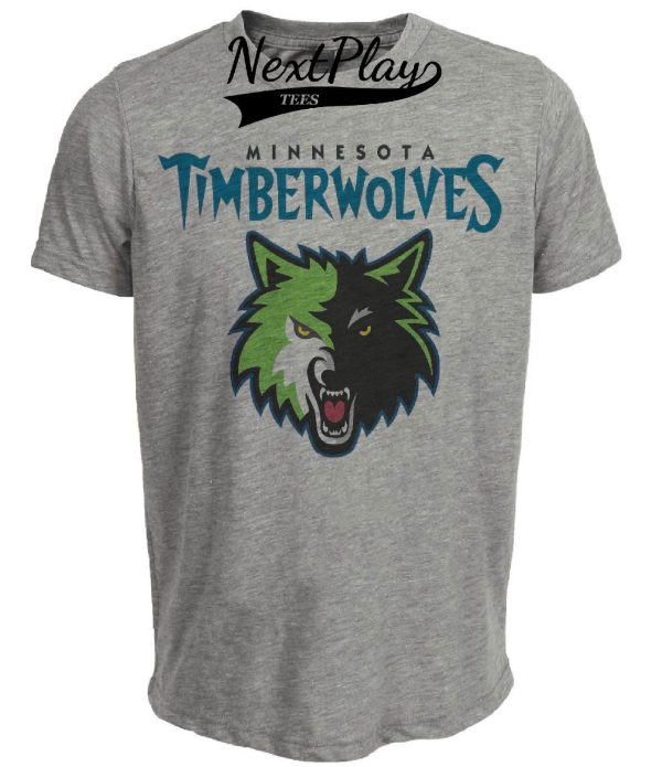 Minnesota Timberwolves Retro Basketball Mascot 1990 Artwork Heather Gray Sublimated T-Shirt