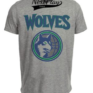 Minnesota Timberwolves Retro Basketball Mascot 1991 Artwork Heather Gray Sublimated T-Shirt