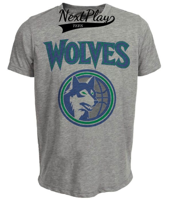 Minnesota Timberwolves Retro Basketball Mascot 1991 Artwork Heather Gray Sublimated T-Shirt