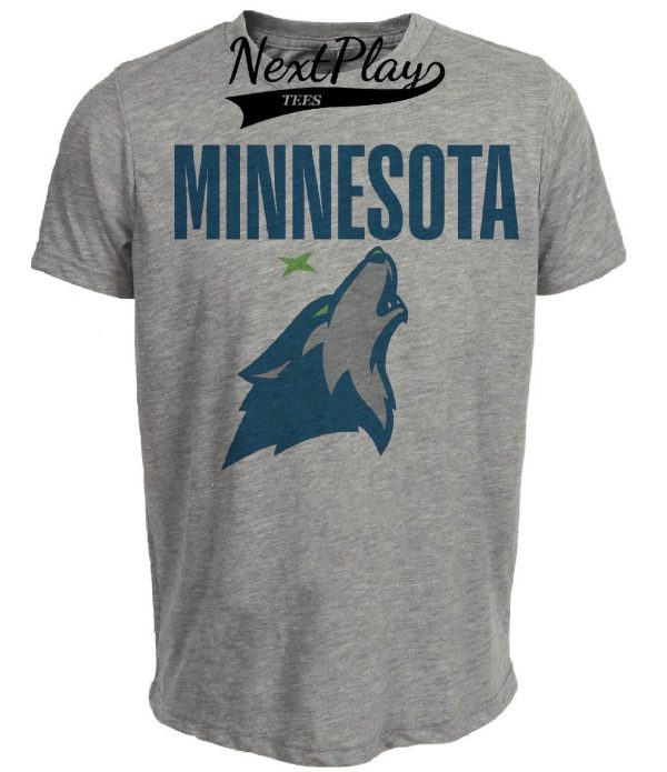 Minnesota Timberwolves Retro Basketball Mascot 1992 Artwork Heather Gray Sublimated T-Shirt