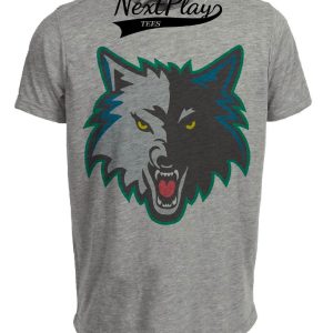 Minnesota Timberwolves Retro Basketball Mascot 1993 Artwork Heather Gray Sublimated T-Shirt