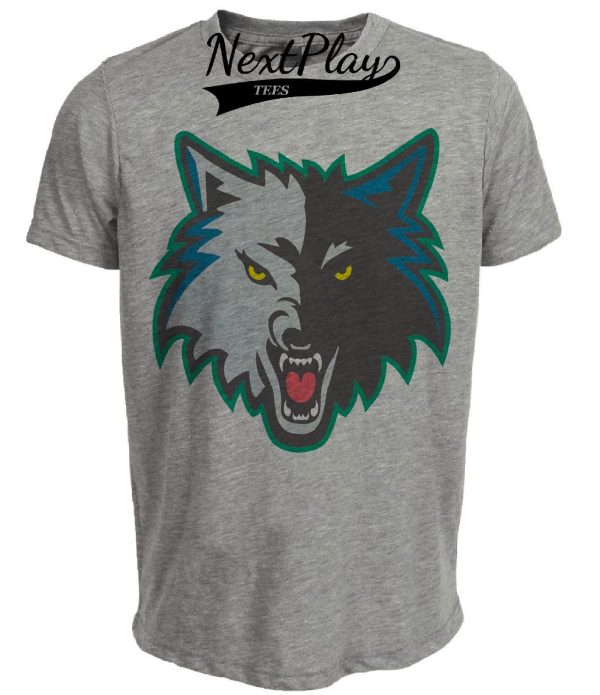 Minnesota Timberwolves Retro Basketball Mascot 1993 Artwork Heather Gray Sublimated T-Shirt