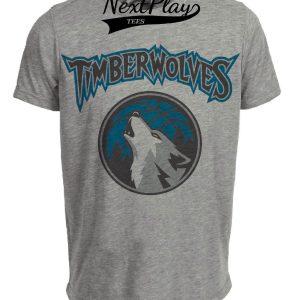 Minnesota Timberwolves Retro Basketball Mascot 1995 Artwork Heather Gray Sublimated T-Shirt