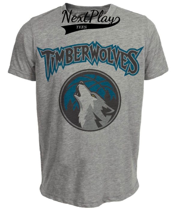 Minnesota Timberwolves Retro Basketball Mascot 1995 Artwork Heather Gray Sublimated T-Shirt